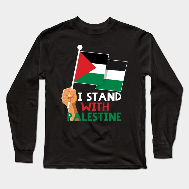 I Stand with Palestine - Free Palestine - I Love Palestine - Palestinian Resistance Solidarity Design -wht Long Sleeve T-Shirt by QualiTshirt